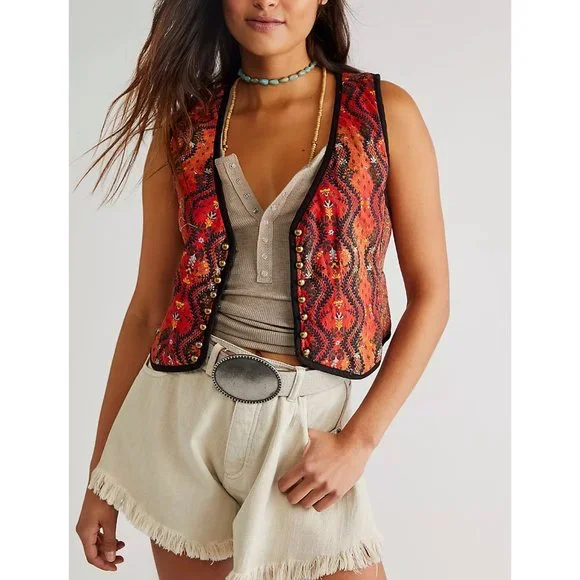 FREE PEOPLE Gemini Vest / Rust Combo - Picture 5 of 12